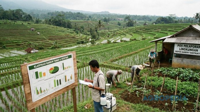 jenis-unit-karbon-pertanian ilustrasi lahan pertanian dengan konteks klasifikasi unit karbon